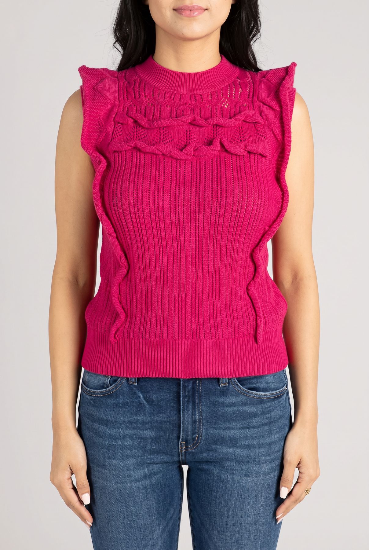 After: studio render of the Love Me Again Sweater Top, cropped at the chin