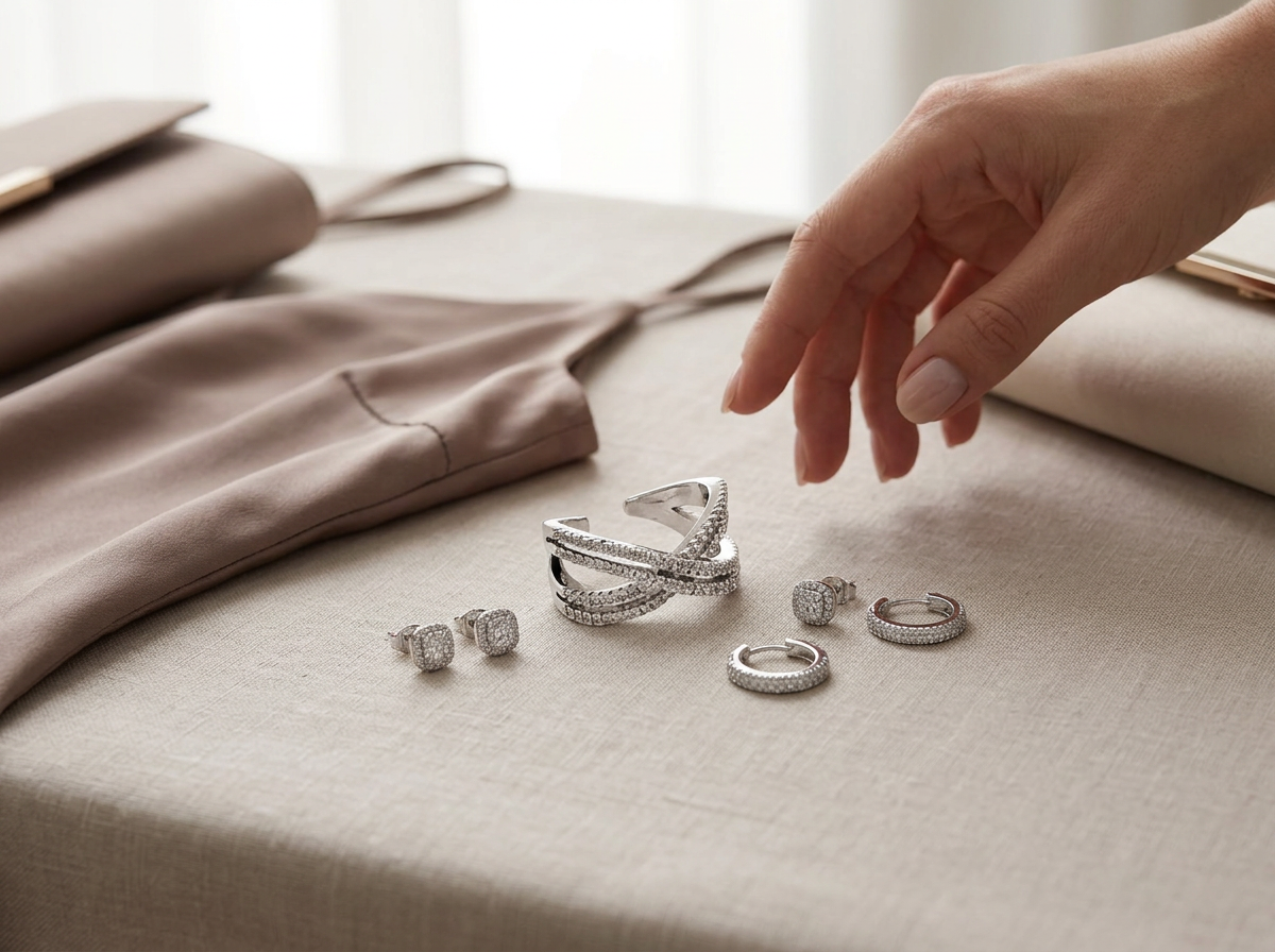 The Silver X-Shape Ring That Pulls a Dress Look Together