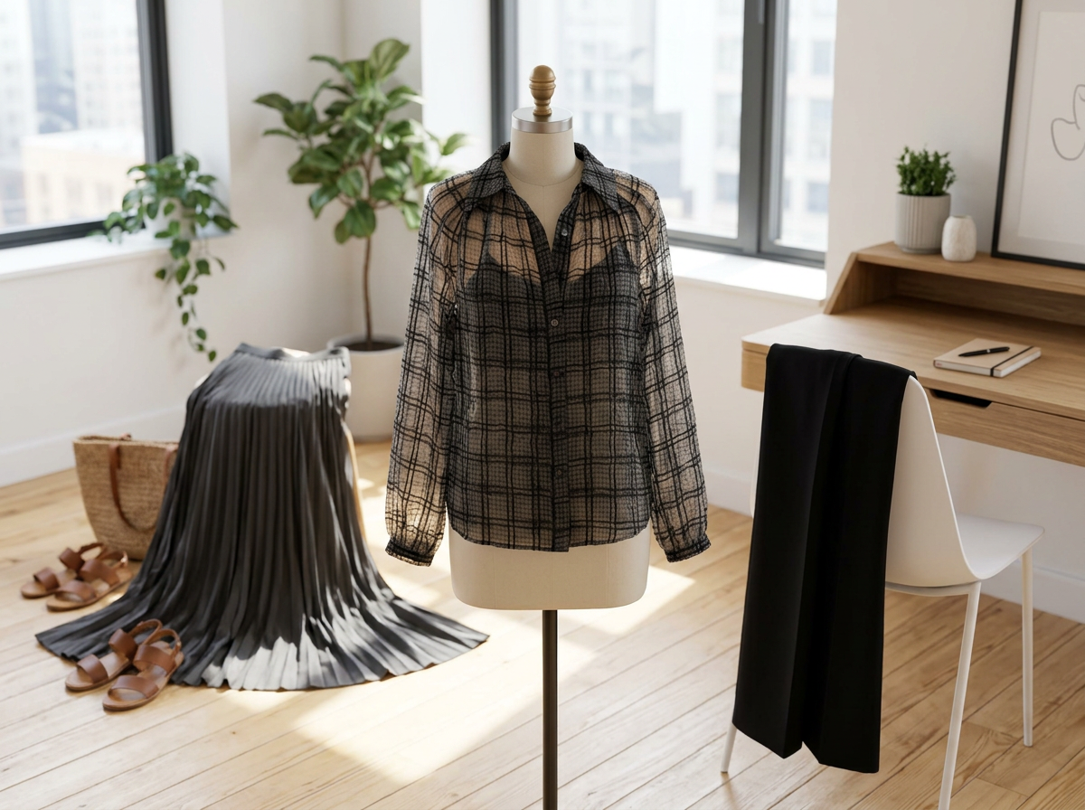 The Sheer Plaid Button-Up That Moves From Office to Weekend