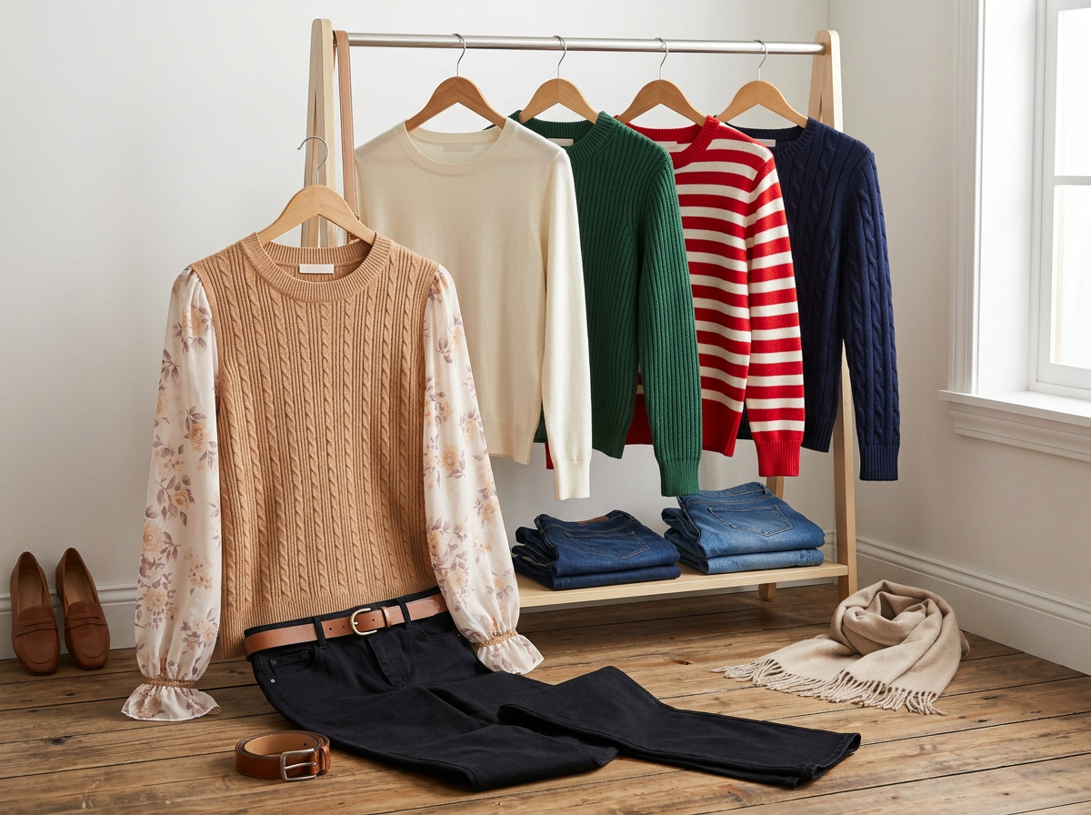 The Polished Floral-Sleeve Knit for Workdays and Dinner Plans
