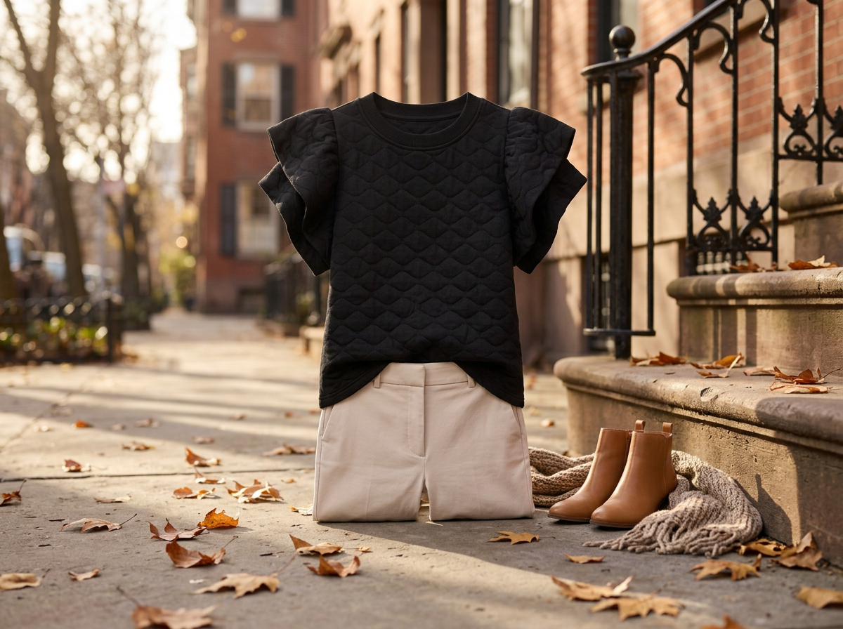 The Black Quilted Puff Sleeve Top That Styles Itself