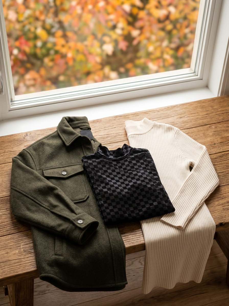 The Velvet Checker Mock Neck