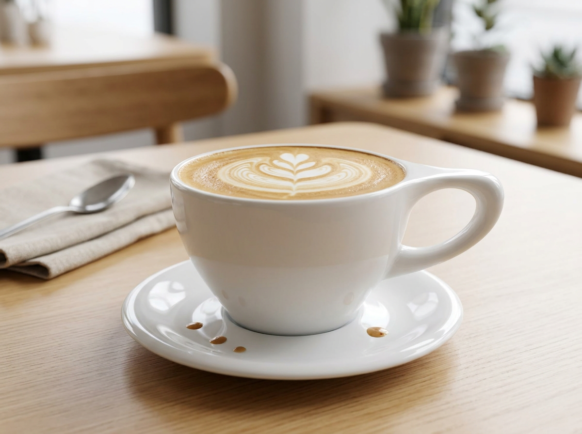 When latte is served in a cup with a saucer